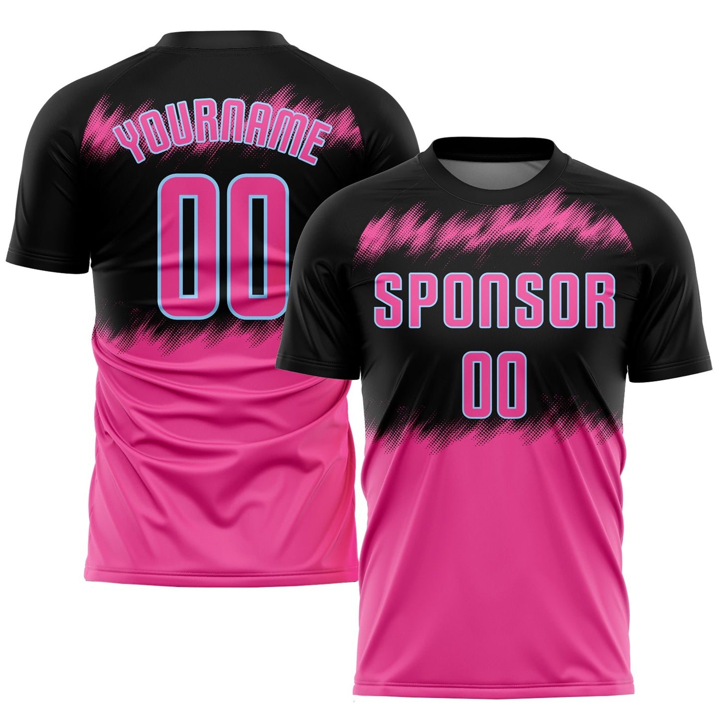 Custom Black Pink-Light Blue Sublimation Soccer Uniform Jersey - Sky-Custom
