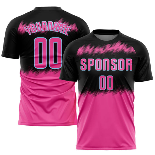 Custom Black Pink-Light Blue Sublimation Soccer Uniform Jersey - Sky-Custom