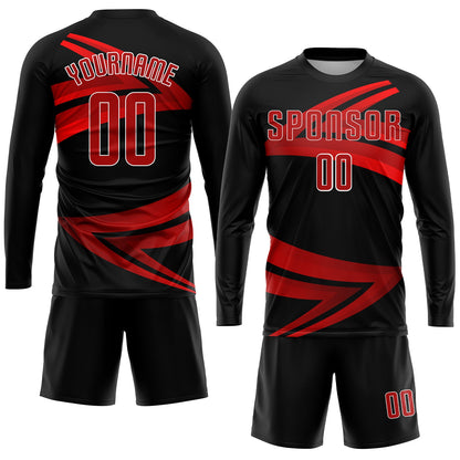 Custom Black Red-White Sublimation Soccer Uniform Jersey - Sky-Custom