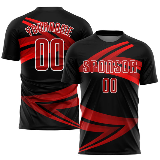 Custom Black Red-White Sublimation Soccer Uniform Jersey - Sky-Custom
