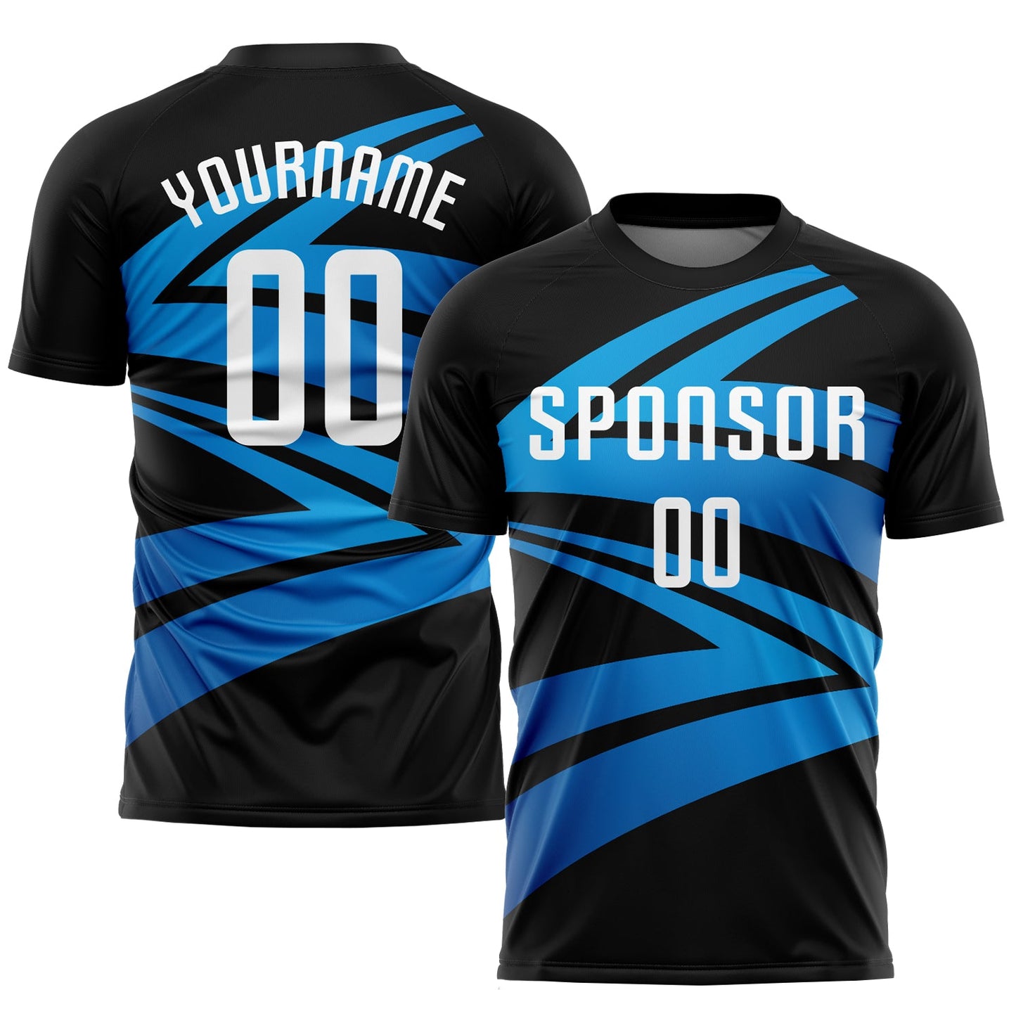 Custom Black White-Light Blue Sublimation Soccer Uniform Jersey - Sky-Custom