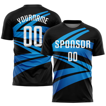 Custom Black White-Light Blue Sublimation Soccer Uniform Jersey - Sky-Custom