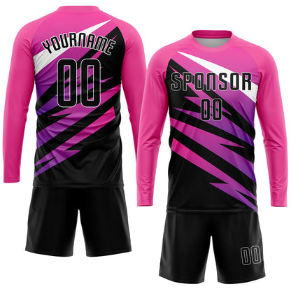 Custom Pink Black-White Sublimation Soccer Uniform Jersey - Sky-Custom