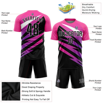 Custom Pink Black-White Sublimation Soccer Uniform Jersey - Sky-Custom