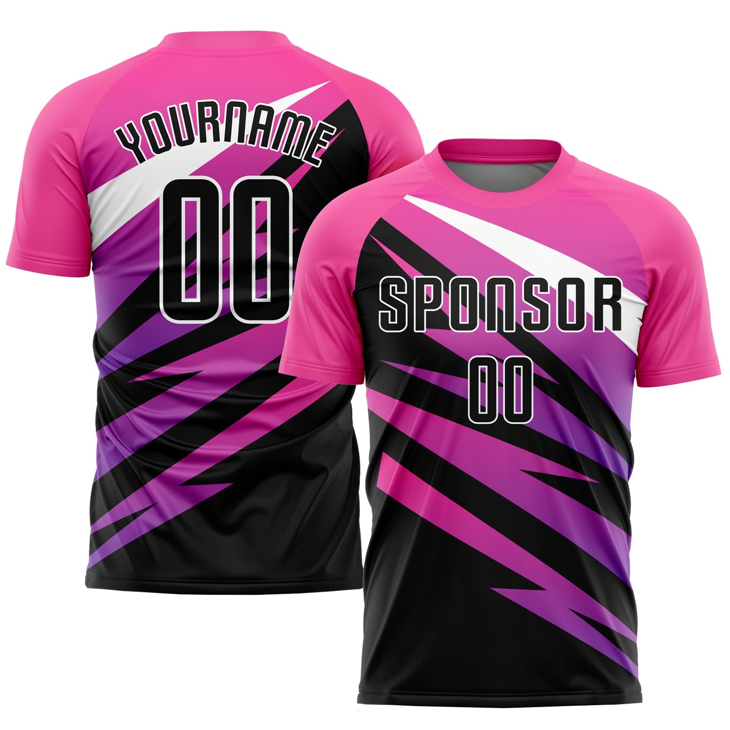 Custom Pink Black-White Sublimation Soccer Uniform Jersey - Sky-Custom