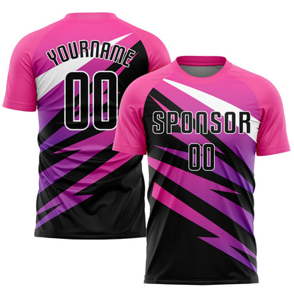 Custom Pink Black-White Sublimation Soccer Uniform Jersey - Sky-Custom