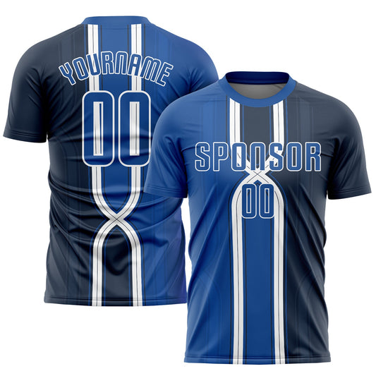 Custom Navy Royal-White Sublimation Soccer Uniform Jersey - Sky-Custom