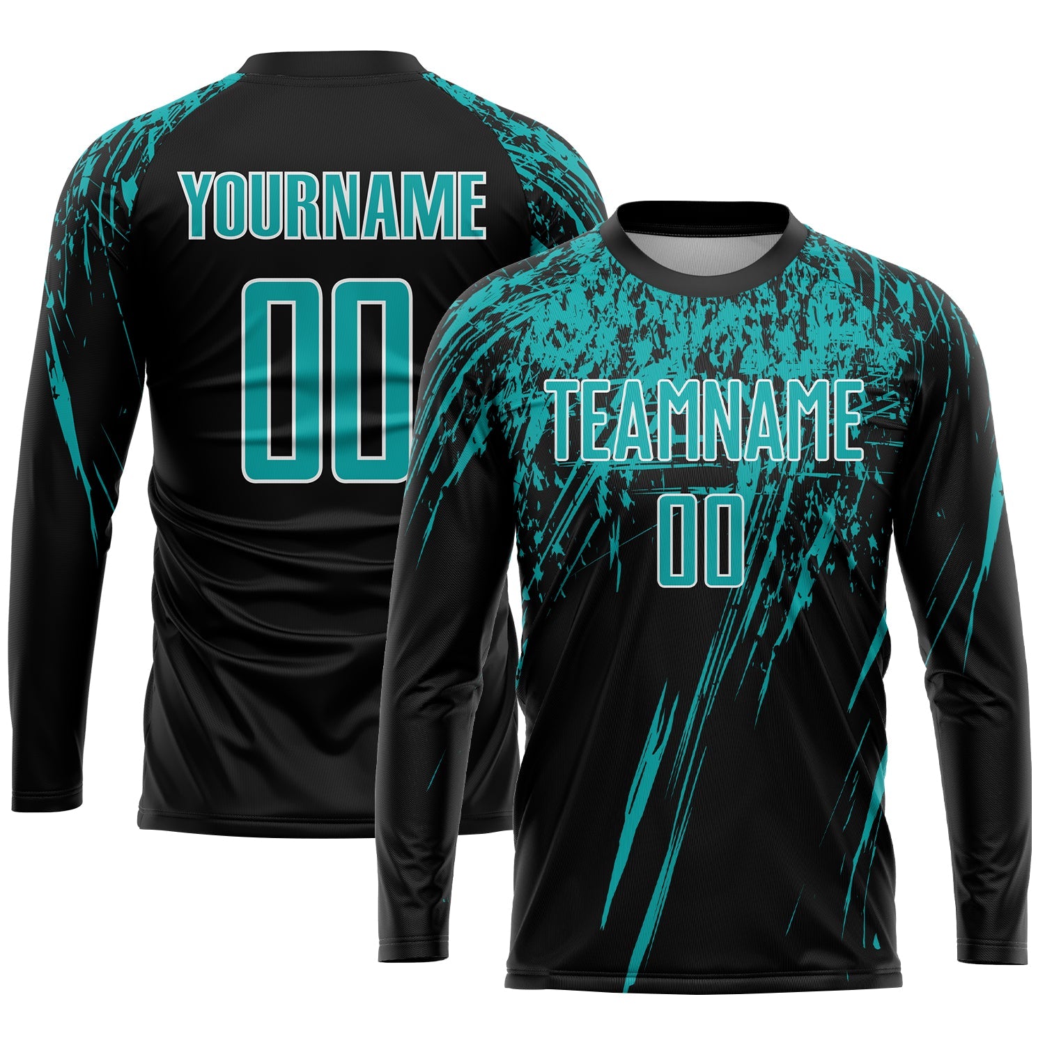 Custom Black Aqua-White Sublimation Soccer Uniform Jersey - Sky-Custom