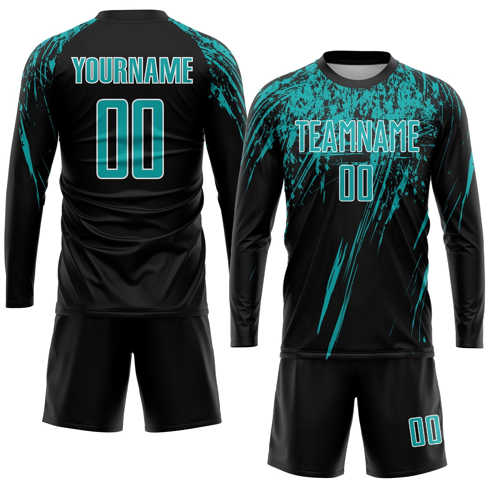 Custom Black Aqua-White Sublimation Soccer Uniform Jersey - Sky-Custom