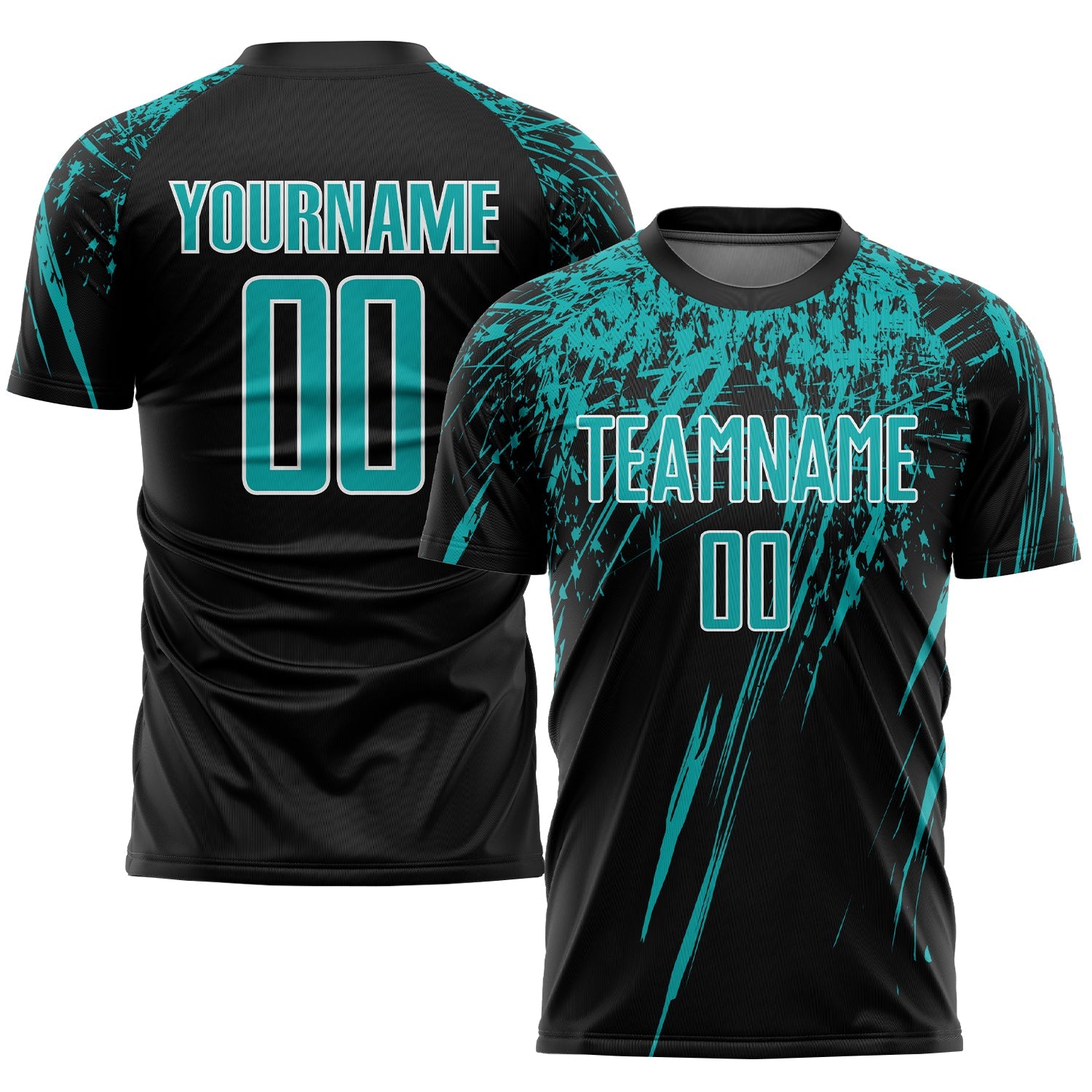 Custom Black Aqua-White Sublimation Soccer Uniform Jersey - Sky-Custom