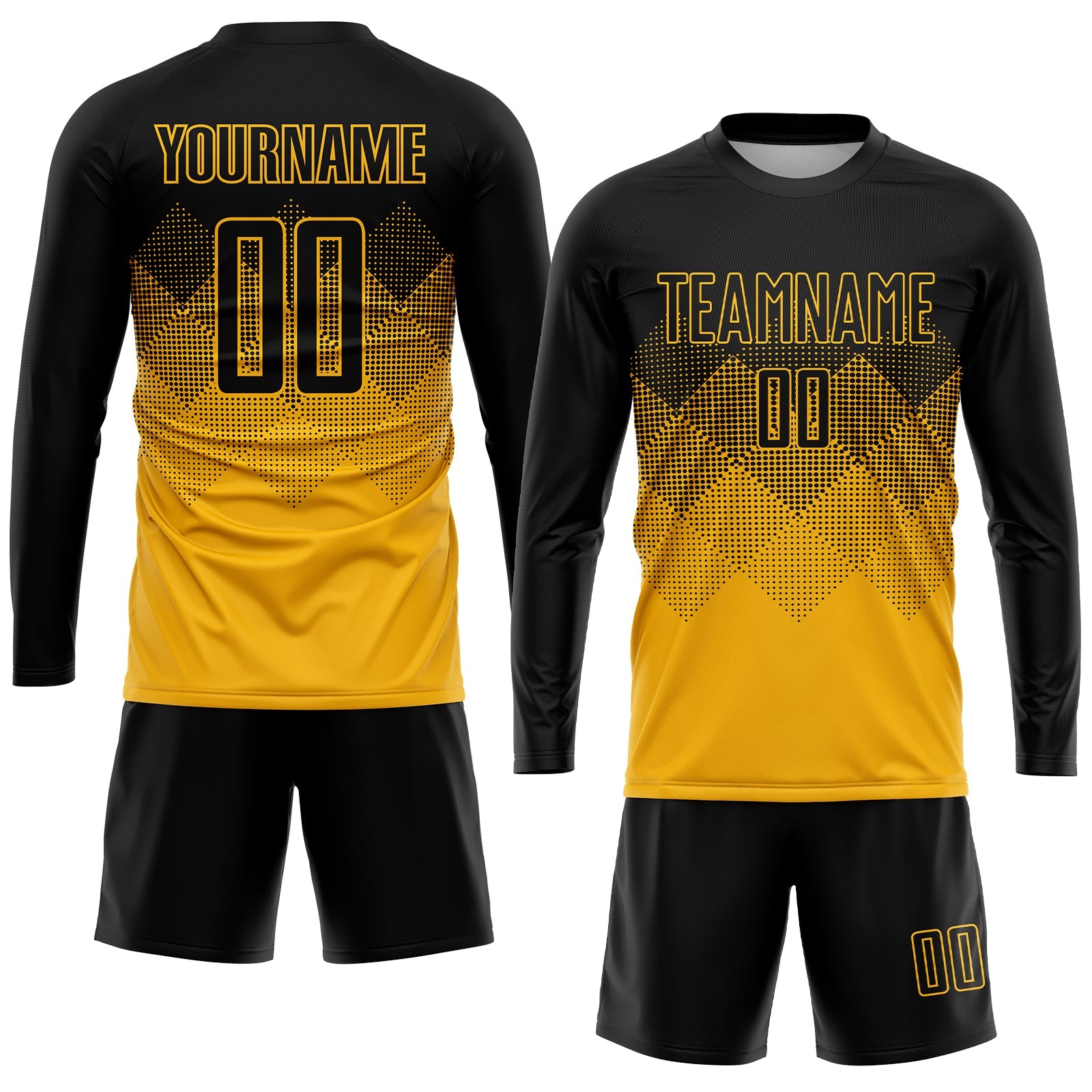 Custom Gold Black Sublimation Soccer Uniform Jersey - Sky-Custom