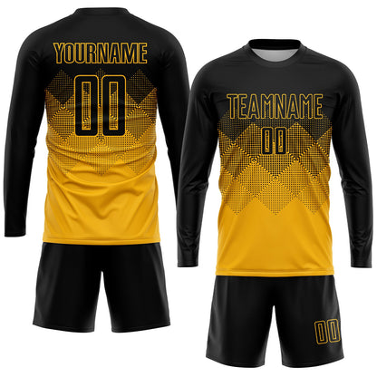 Custom Gold Black Sublimation Soccer Uniform Jersey - Sky-Custom