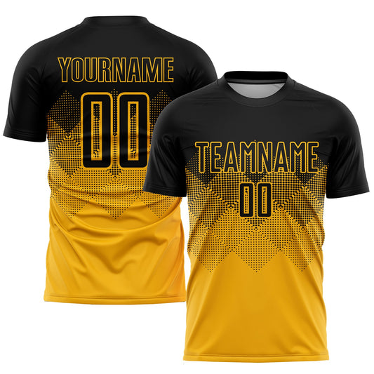 Custom Gold Black Sublimation Soccer Uniform Jersey - Sky-Custom