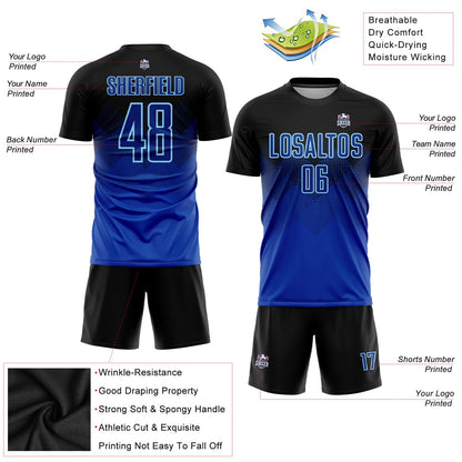 Custom Black Royal-Light Blue Sublimation Soccer Uniform Jersey - Sky-Custom