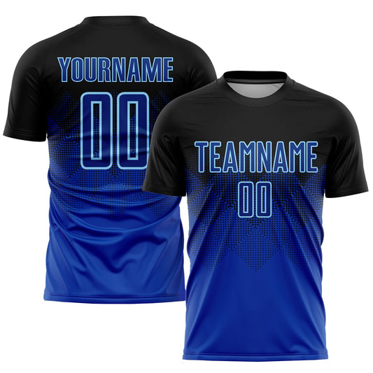 Custom Black Royal-Light Blue Sublimation Soccer Uniform Jersey - Sky-Custom