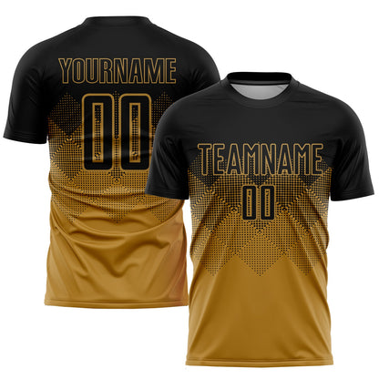 Custom Old Gold Black Sublimation Soccer Uniform Jersey - Sky-Custom