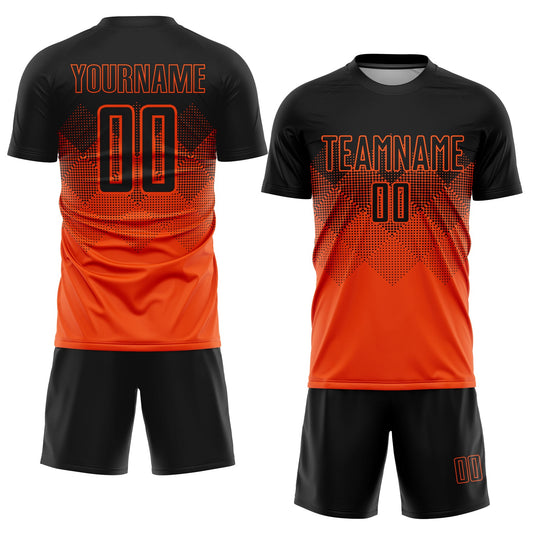 Custom Orange Black Sublimation Soccer Uniform Jersey - Sky-Custom