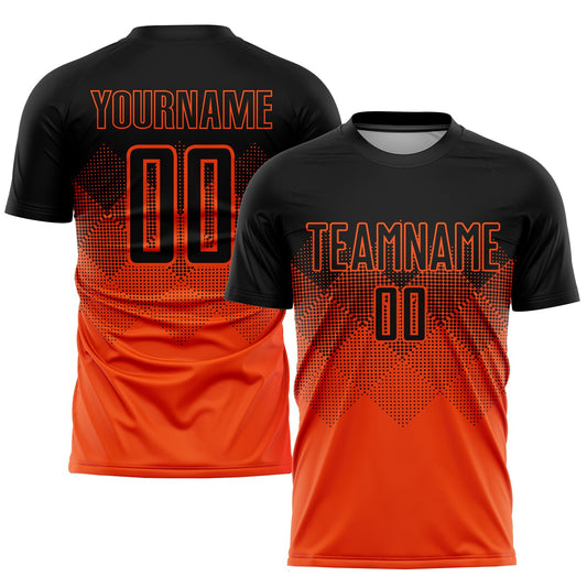 Custom Orange Black Sublimation Soccer Uniform Jersey - Sky-Custom