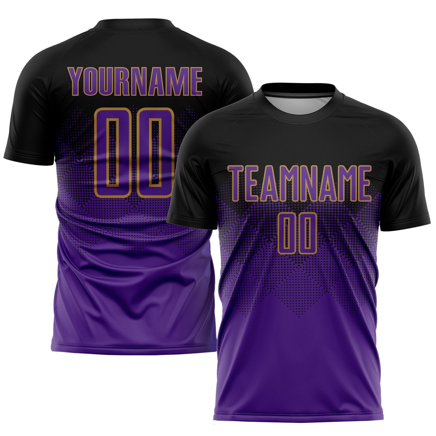 Custom Black Purple-Old Gold Sublimation Soccer Uniform Jersey - Sky-Custom