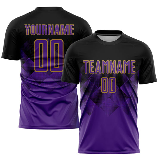 Custom Black Purple-Old Gold Sublimation Soccer Uniform Jersey - Sky-Custom