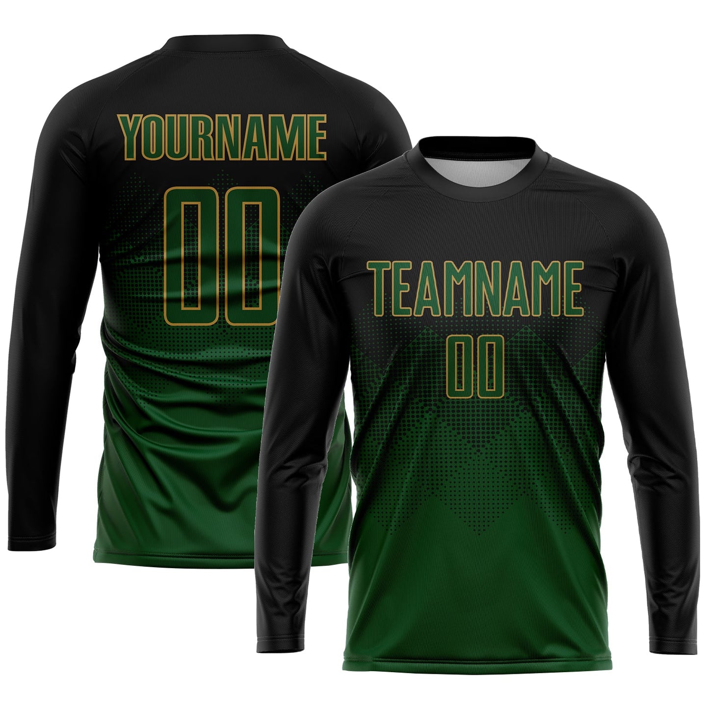 Custom Black Green-Old Gold Sublimation Soccer Uniform Jersey - Sky-Custom
