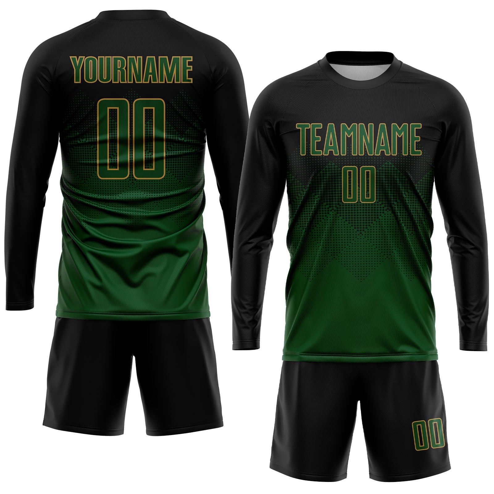 Custom Black Green-Old Gold Sublimation Soccer Uniform Jersey - Sky-Custom