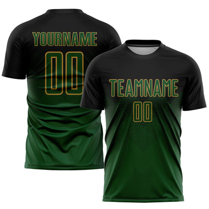 Custom Black Green-Old Gold Sublimation Soccer Uniform Jersey - Sky-Custom