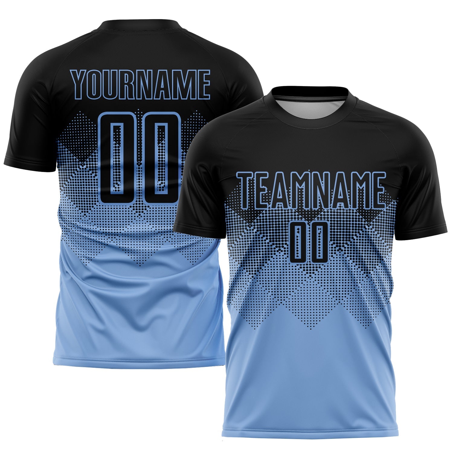 Custom Light Blue Black Sublimation Soccer Uniform Jersey - Sky-Custom