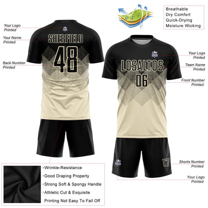 Custom Cream Black Sublimation Soccer Uniform Jersey - Sky-Custom