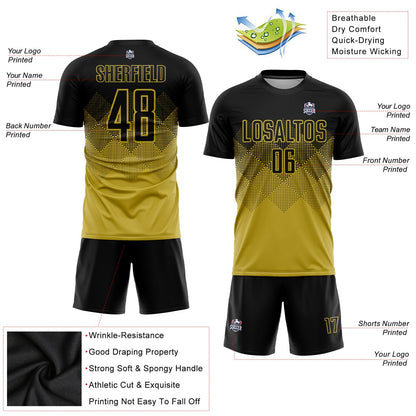 Custom Old Gold Black Sublimation Soccer Uniform Jersey - Sky-Custom