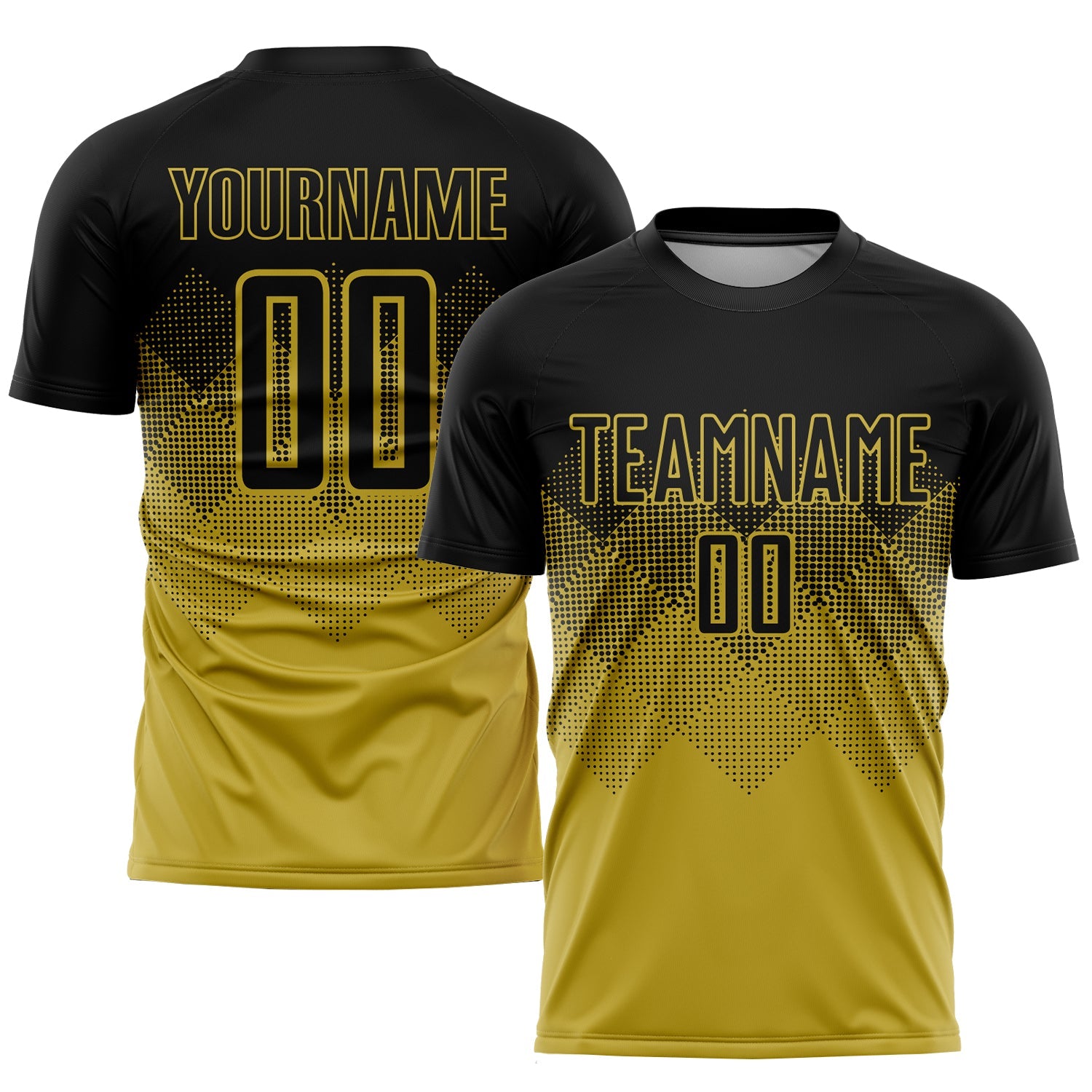 Custom Old Gold Black Sublimation Soccer Uniform Jersey - Sky-Custom
