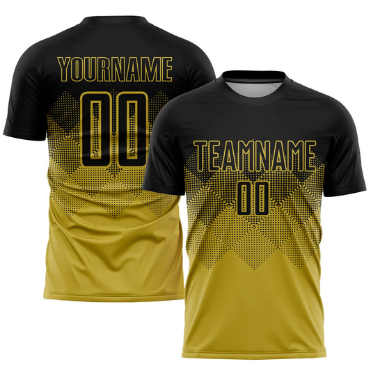 Custom Old Gold Black Sublimation Soccer Uniform Jersey - Sky-Custom