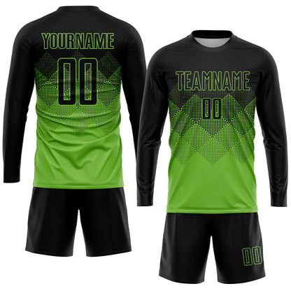 Custom Neon Green Black Sublimation Soccer Uniform Jersey - Sky-Custom