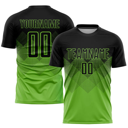 Custom Neon Green Black Sublimation Soccer Uniform Jersey - Sky-Custom