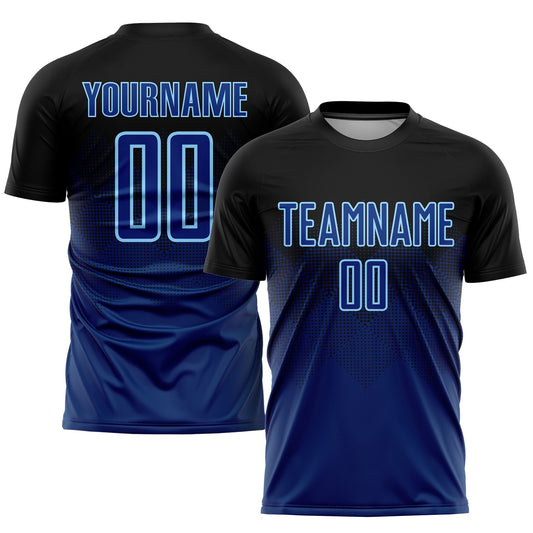 Custom Black US Navy Blue-Light Blue Sublimation Soccer Uniform Jersey - Sky-Custom