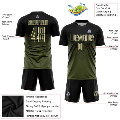 Custom Black Olive-Cream Sublimation Soccer Uniform Jersey - Sky-Custom