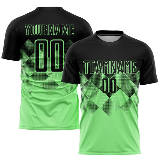 Custom Pea Green Black Sublimation Soccer Uniform Jersey - Sky-Custom