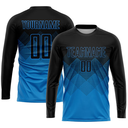 Custom Blue Black Sublimation Soccer Uniform Jersey - Sky-Custom