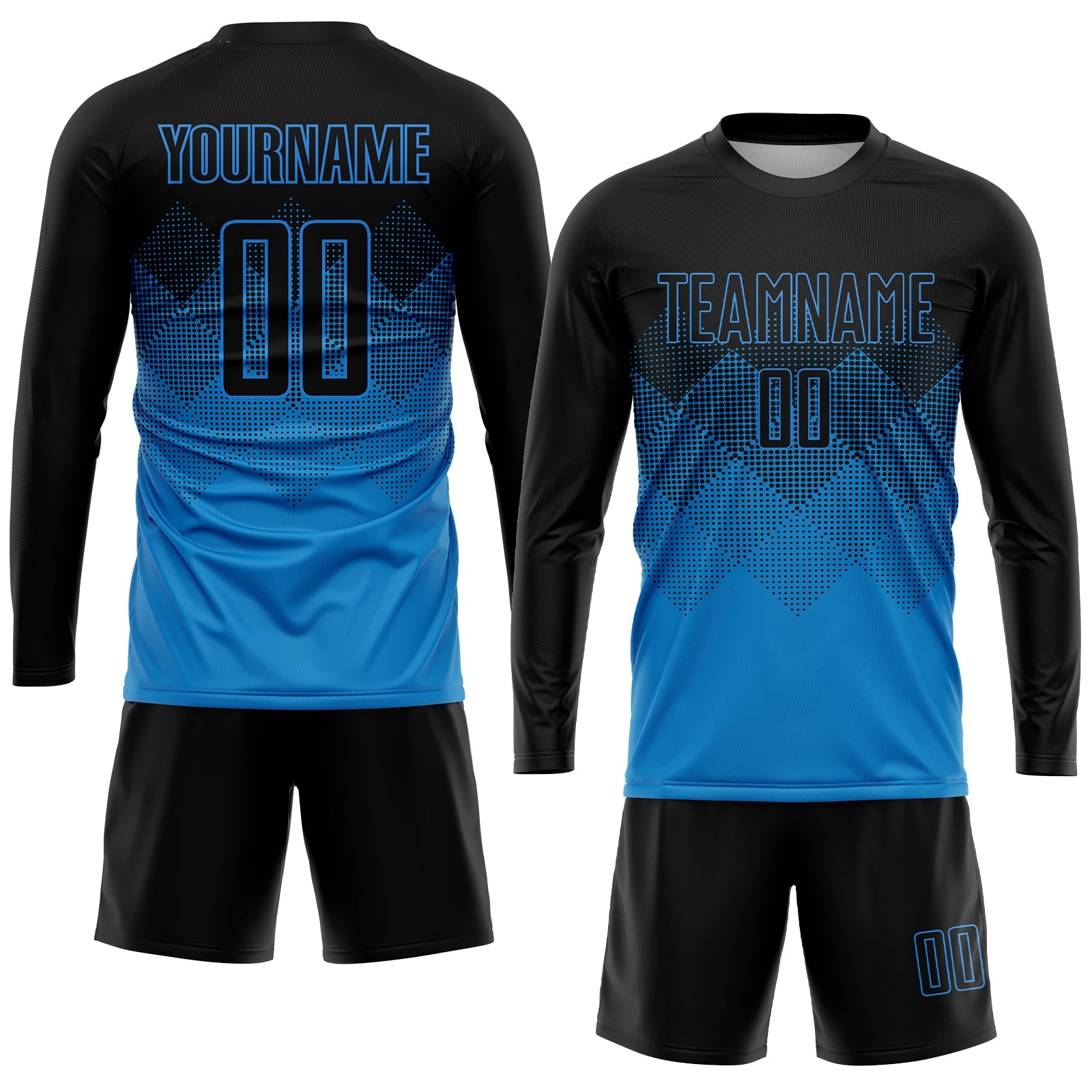 Custom Blue Black Sublimation Soccer Uniform Jersey - Sky-Custom