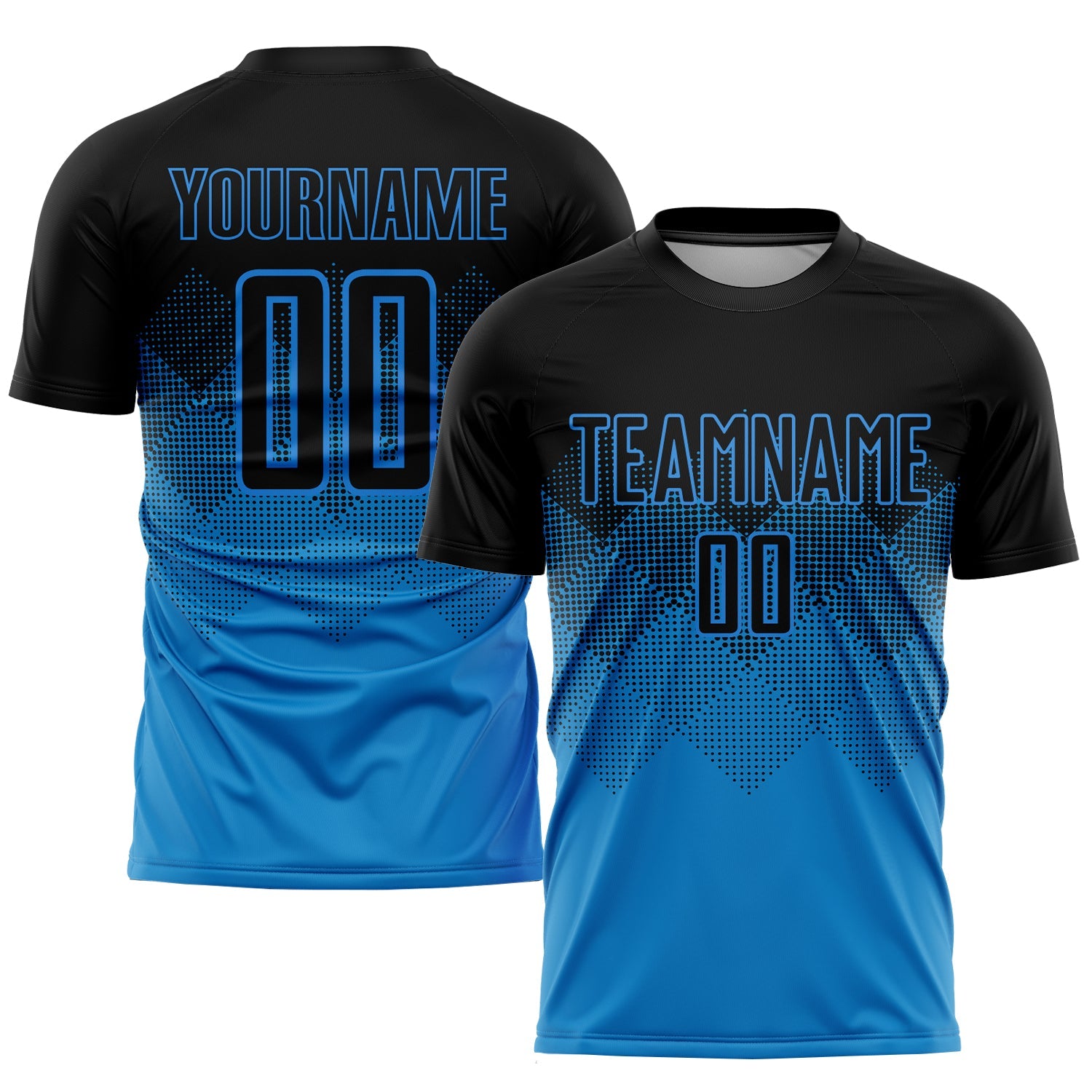 Custom Blue Black Sublimation Soccer Uniform Jersey - Sky-Custom