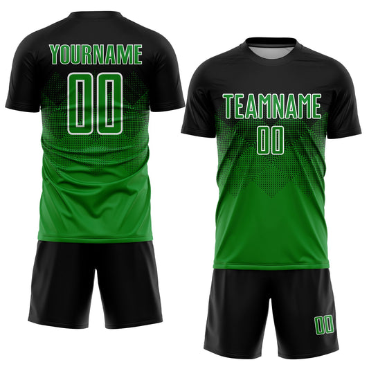 Custom Black Grass Green-White Sublimation Soccer Uniform Jersey - Sky-Custom
