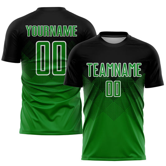 Custom Black Grass Green-White Sublimation Soccer Uniform Jersey - Sky-Custom