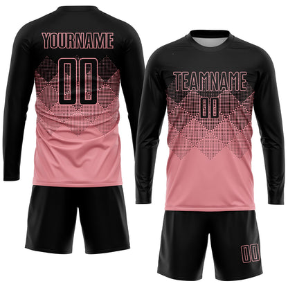 Custom Medium Pink Black Sublimation Soccer Uniform Jersey - Sky-Custom