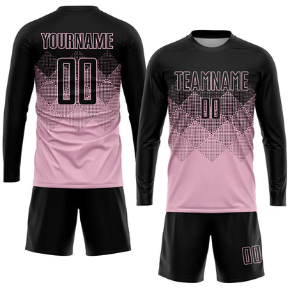 Custom Light Pink Black Sublimation Soccer Uniform Jersey - Sky-Custom