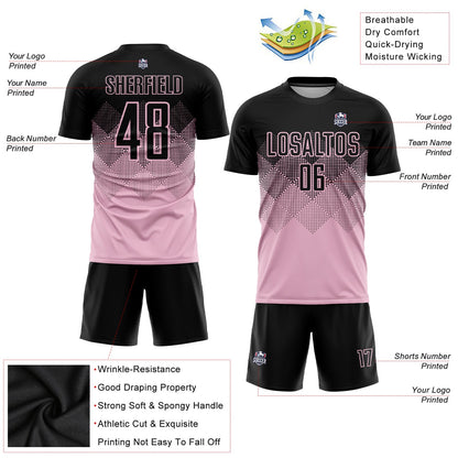 Custom Light Pink Black Sublimation Soccer Uniform Jersey - Sky-Custom
