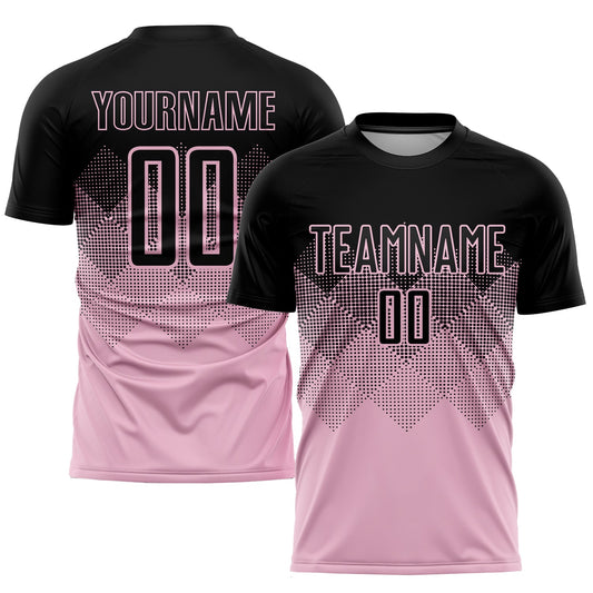 Custom Light Pink Black Sublimation Soccer Uniform Jersey - Sky-Custom
