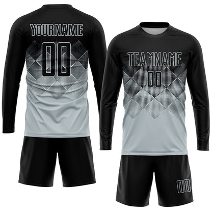 Custom Silver Black Sublimation Soccer Uniform Jersey - Sky-Custom