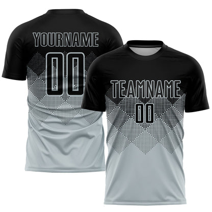 Custom Silver Black Sublimation Soccer Uniform Jersey - Sky-Custom