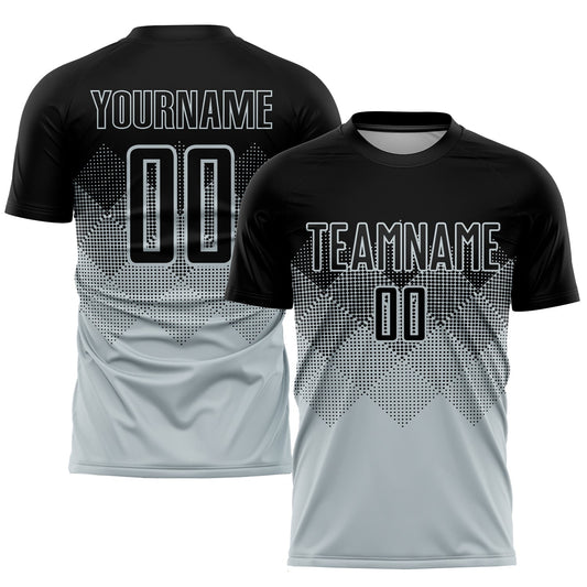 Custom Silver Black Sublimation Soccer Uniform Jersey - Sky-Custom