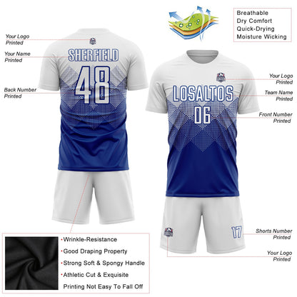 Custom Royal White Sublimation Soccer Uniform Jersey - Sky-Custom